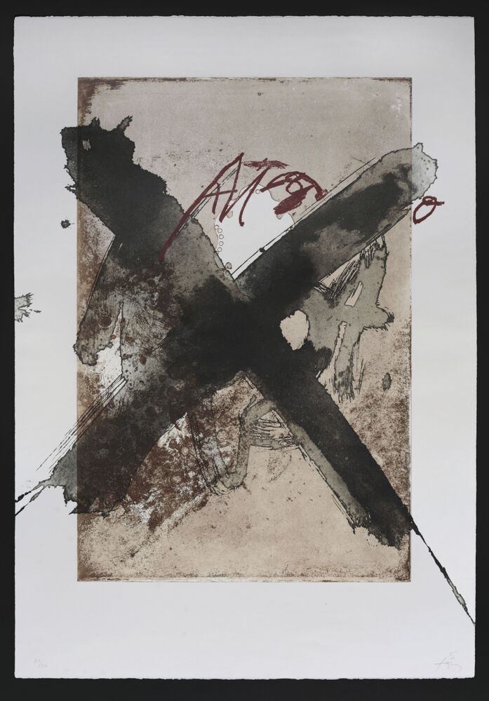 Lettre rouge et croix